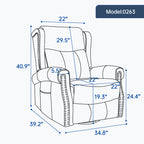 Heat Massage Manual Recliner Chair with Rocker and Swivel in Genuine leather for Living Room, Red - Grand Goldman Shop