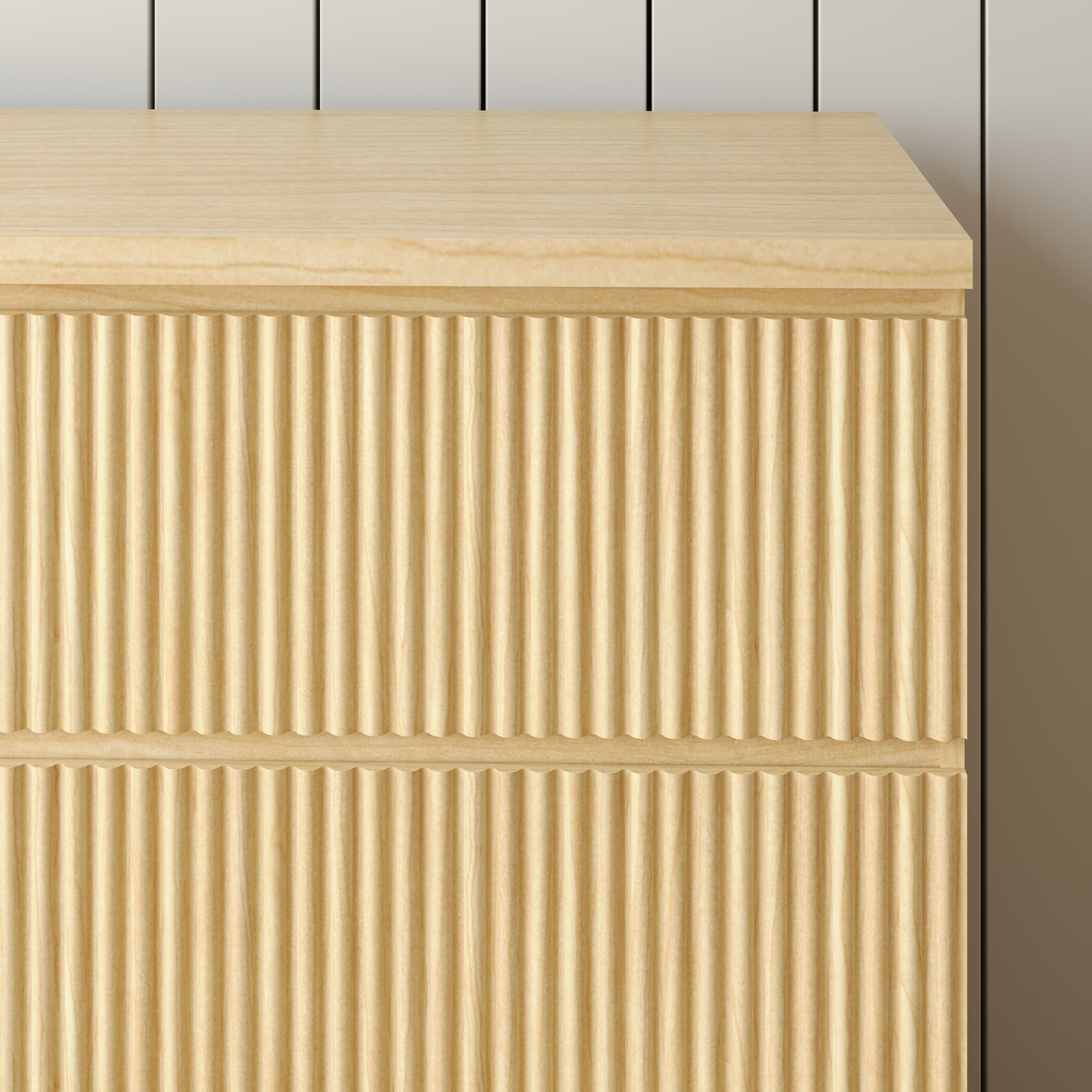 6 Drawer Storage Cabinet ,Dresser, Wood Storage Tower Clothes Organizer with Wavy drawer panel, Wide Chest of 6 Drawers, Large Storage Space for Bedroom, Hallway, Entryway Living Room Natural - Grand Goldman Shop