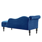 Aijia 60.6' Velvet Chaise Lounge Buttons Tufted Nailhead Trimmed Solid Wood Legs with 1 Pillow,Blue  (Left Arm Design as Shown in the Picture) - Grand Goldman Shop