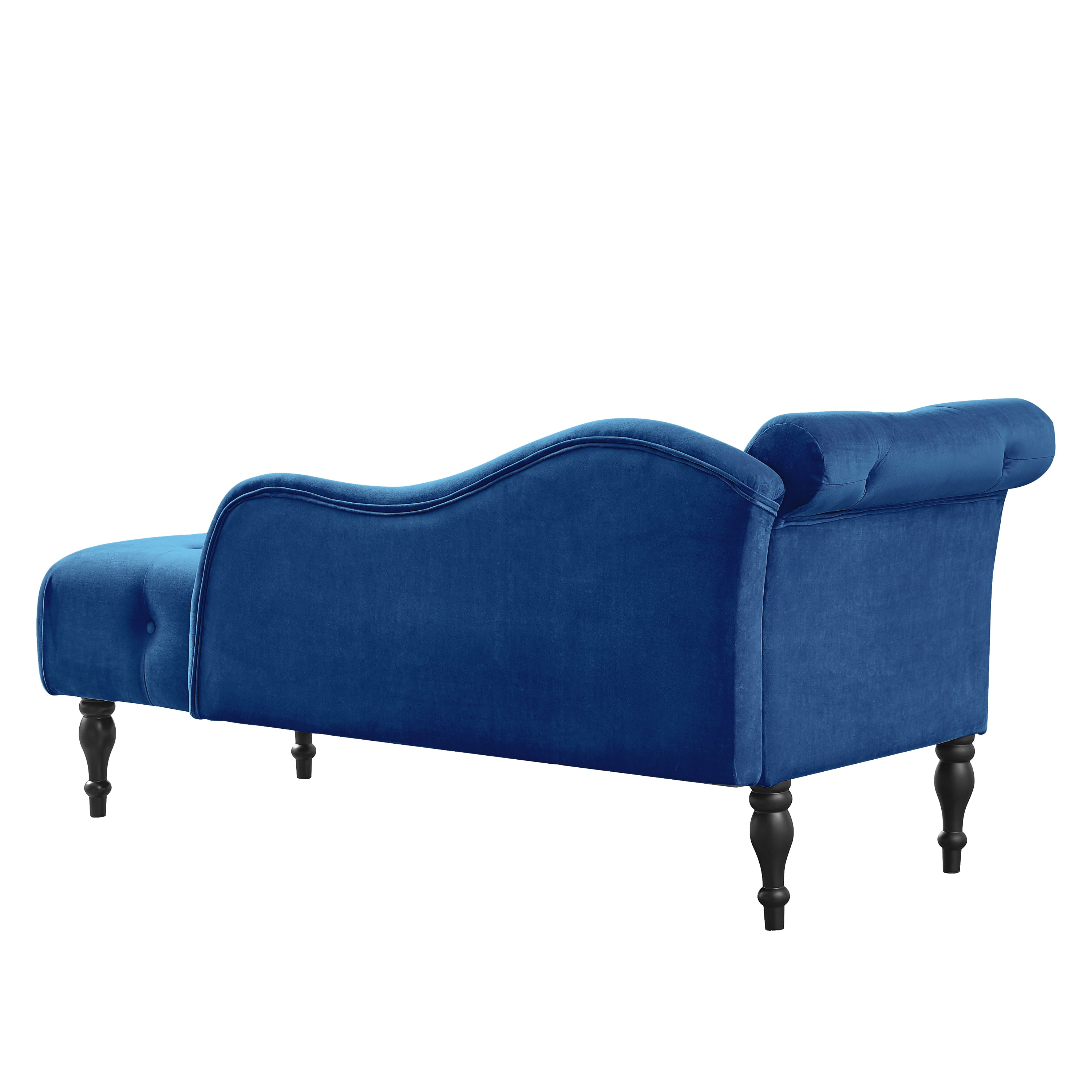 Aijia 60.6' Velvet Chaise Lounge Buttons Tufted Nailhead Trimmed Solid Wood Legs with 1 Pillow,Blue  (Left Arm Design as Shown in the Picture) - Grand Goldman Shop