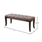 Linon Tufted Bench, Fabric, Brown - Grand Goldman Shop
