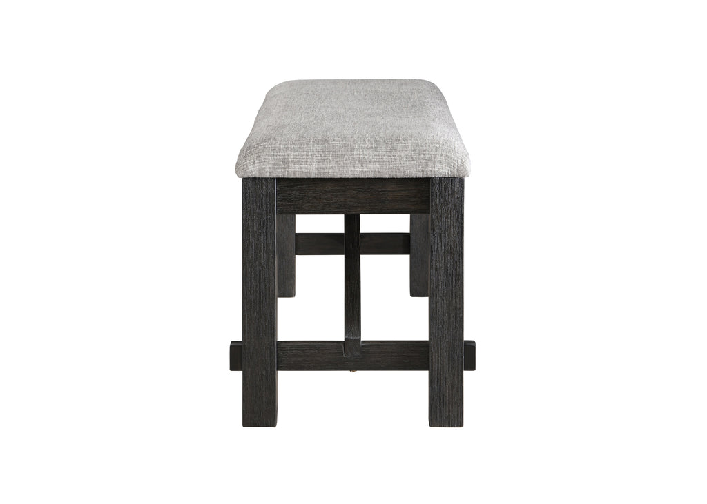 Cottage Style 1pc Upholstered Seat Wheat Charcoal Finish Bench Dining Room Bedroom Wooden Furniture Standard Height - Grand Goldman Shop
