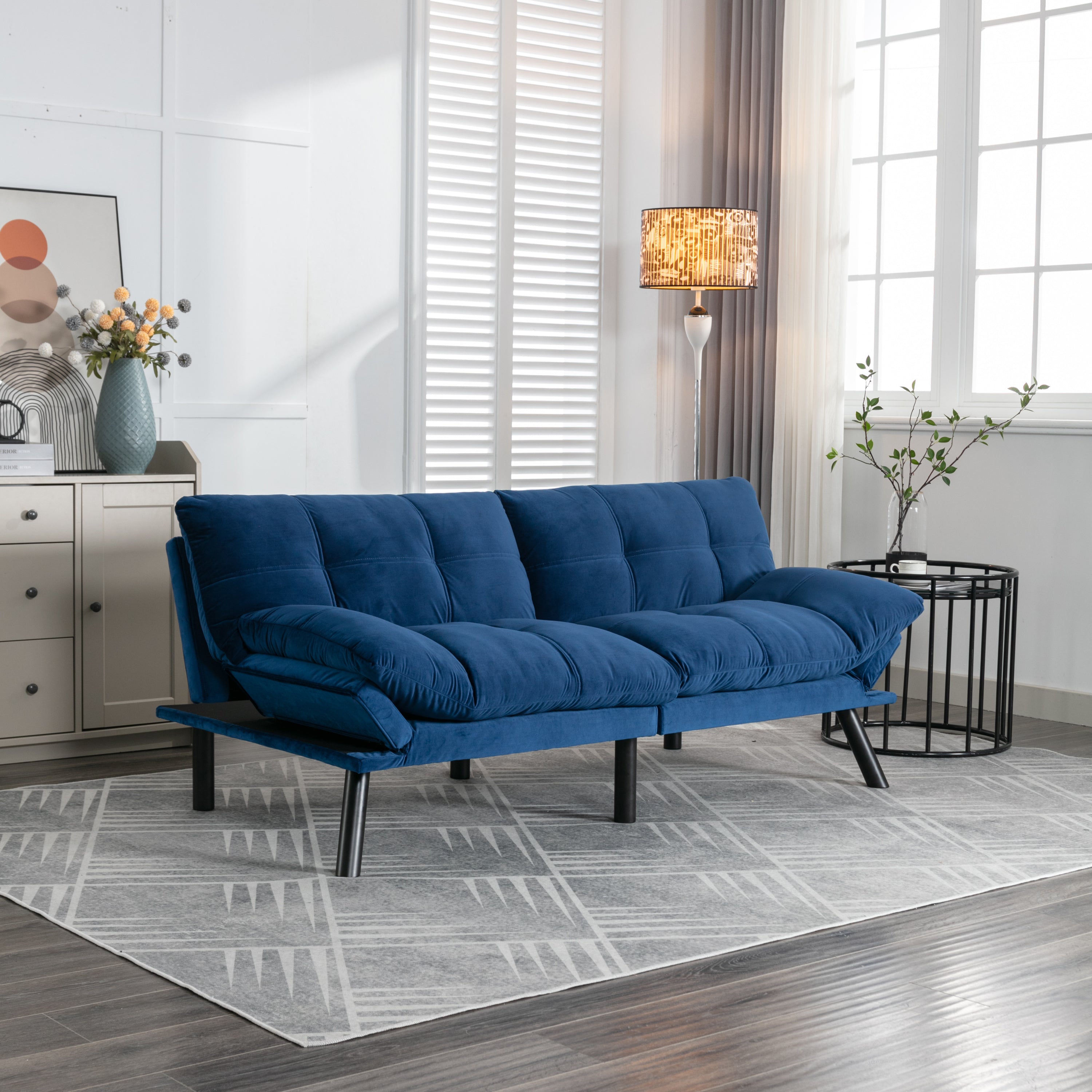 Navy Blue Convertible Folding Modern sofa Bed - Grand Goldman Shop