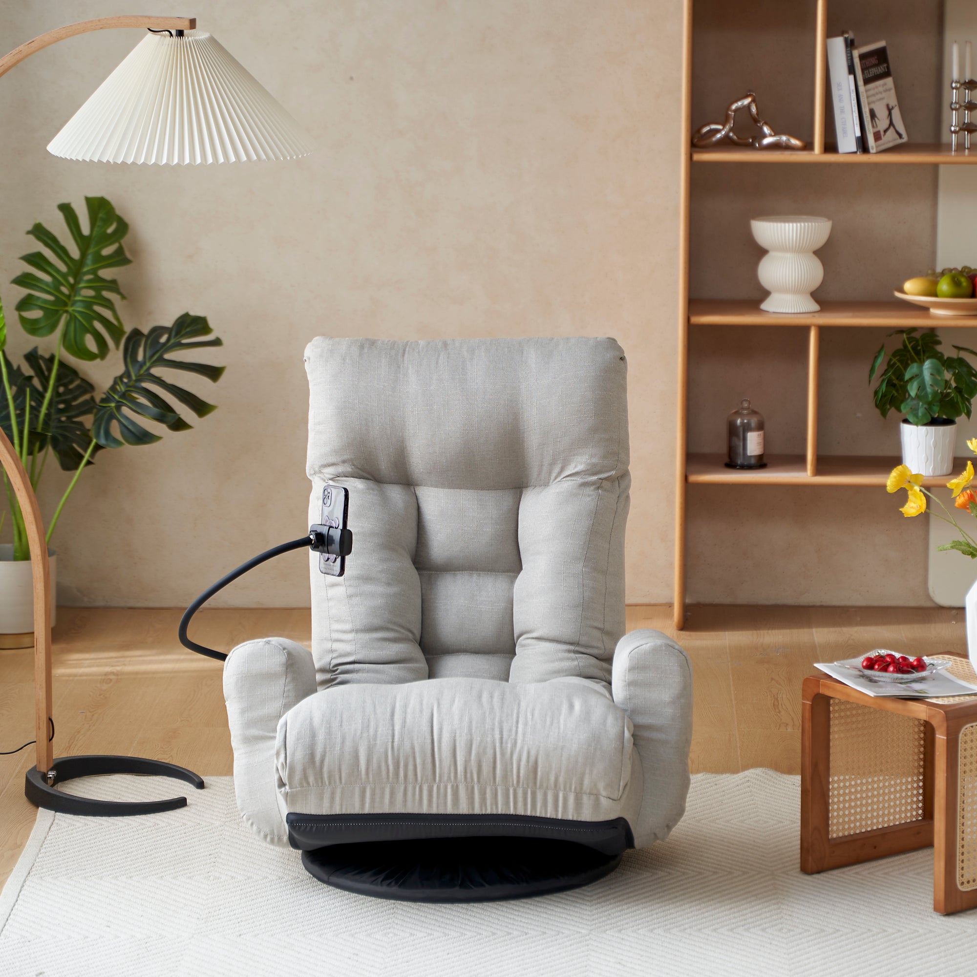 Adjustable Greay Swivel Lounge Chair with 360-Degree Rotating Seat and Headrest Support, Leisure Chair Deck Chair - Game Chair for Living Room - Grand Goldman Shop