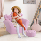 Kids Sofa Set, Children's Upholstered Sofa with Footstool, Princess Sofa with Diamond Decorations, Baby Sofa Chair for Toddle