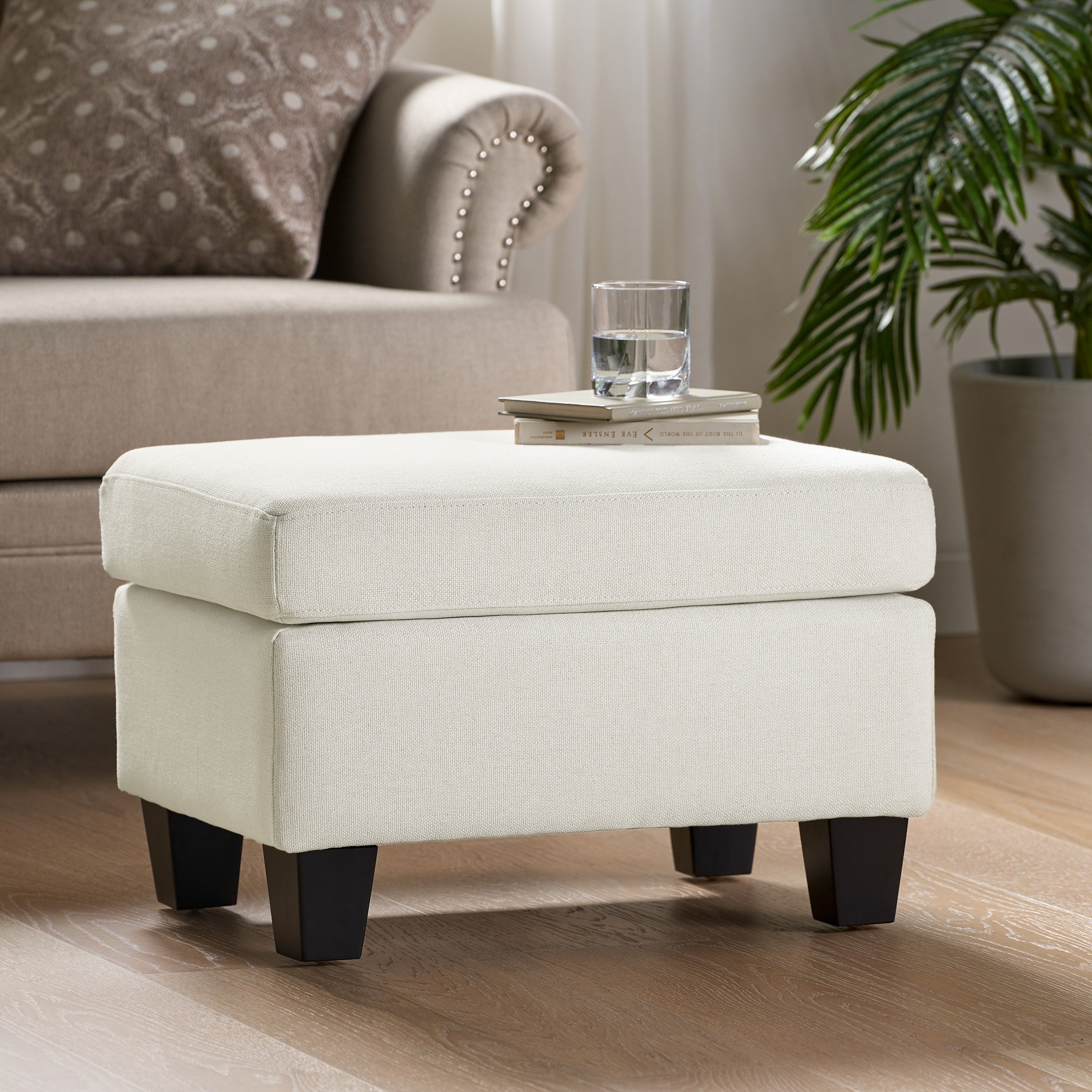 Upholstered Ottoman, Beige - Grand Goldman Shop