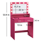 Vanity Desk with Mirror and Lights, Dressing Table with Large Drawer, 2 Level Storage Dresser & 3 Lighting Modes Adjustable Brightness, Suitable for Bedroom(Rose Pink) - Grand Goldman Shop