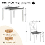 Modern 5-Piece Dining Table Set with 4 Chairs for Kitchen or Dining Room – Grey & White Two-Tone - Grand Goldman Shop