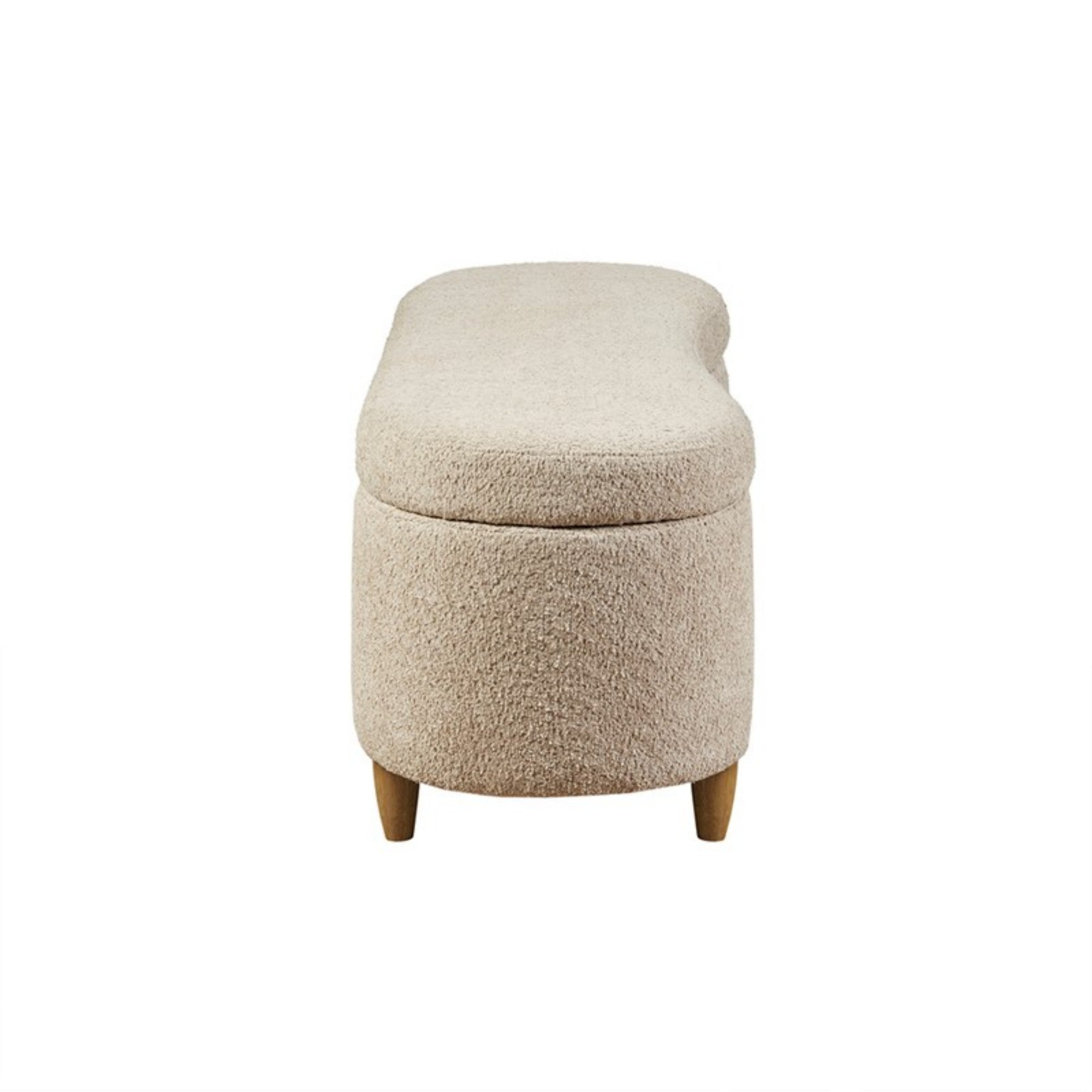 Bailey Boucle Flip Top Storage Bench Taupe Polyester Solid Wood 48x16.5x18 inches - Grand Goldman Shop