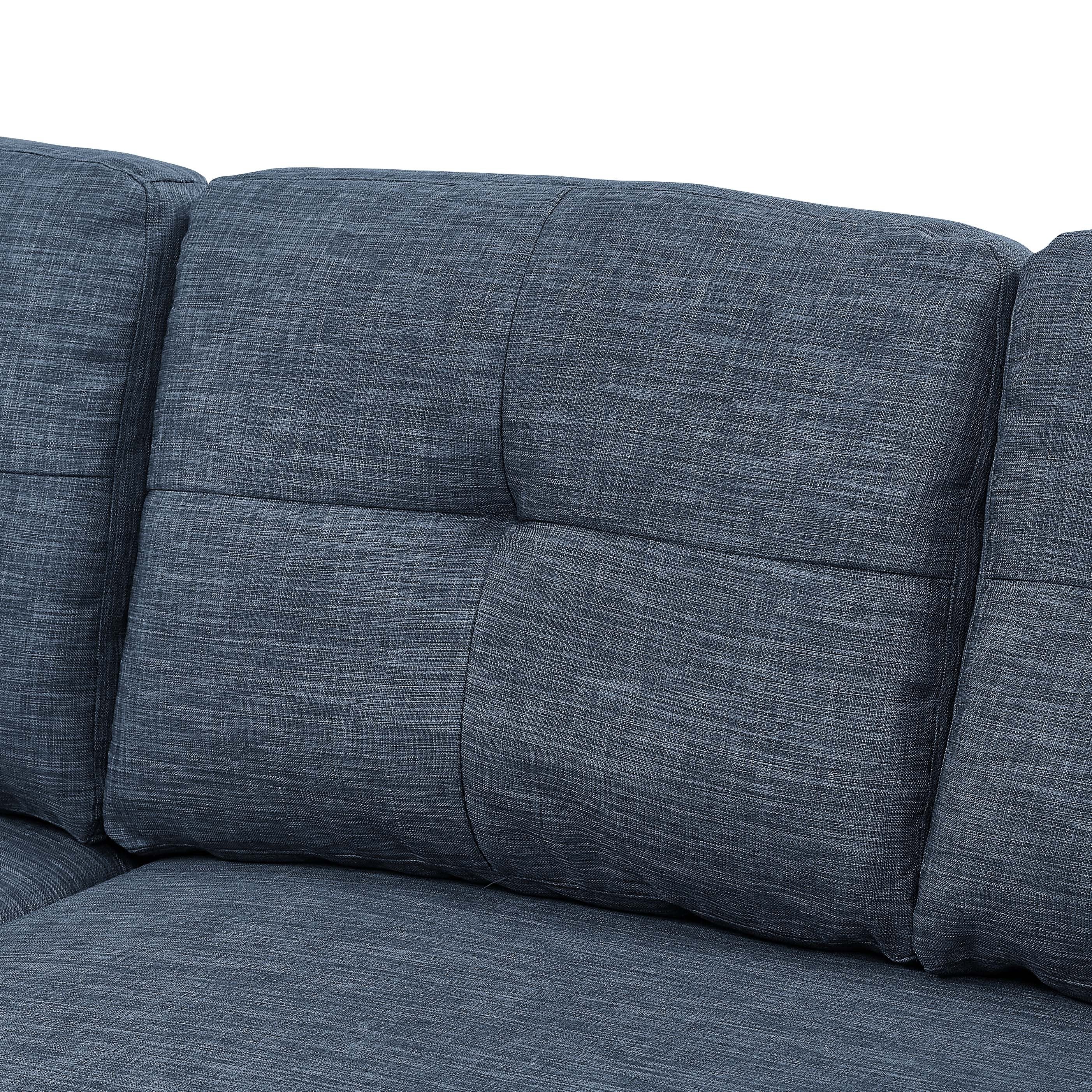 76.5' Linen Blend Upholstered Sectional with Pull-Out Bed and Chaise Storage - Grand Goldman Shop