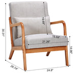 Mid-Century Modern Accent Chair with Pillow Upholstered Arm Chair in Beige Polyester and Solid Wood Frame (beige) - Grand Goldman Shop