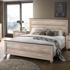 Imerland Contemporary White Wash Finish 4-Piece Bedroom Set-Queen Bed, Dresser, Mirror, Nightstand - Grand Goldman Shop