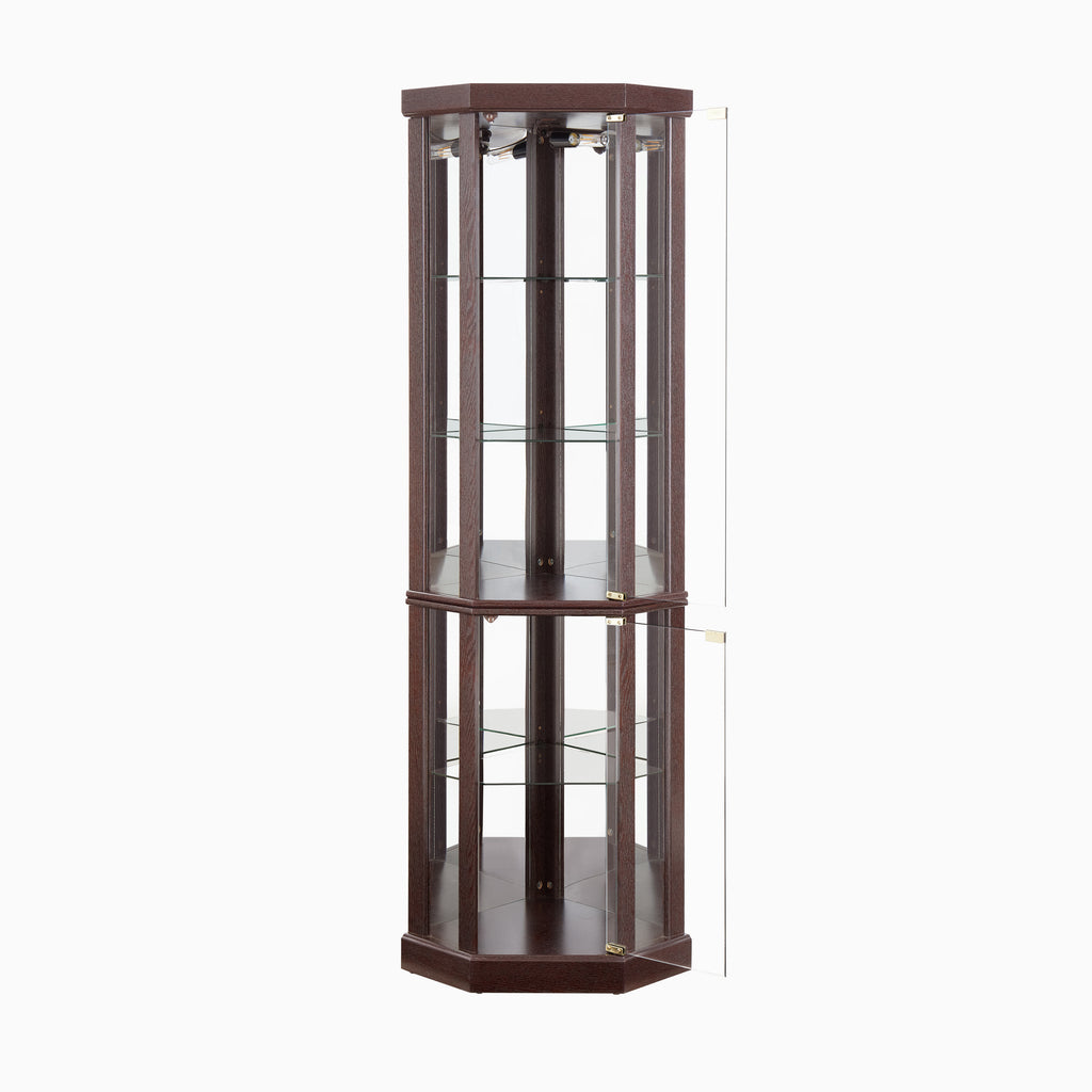 Corner Lighted Curio Cabinet Corner Glass Cabinet Lighted Curio Cabinet Corner Display Case for Living Room, Curio Cabinet, Antique collection, Wine,Bar Glass Storage Light Included,Dark Cherry - Grand Goldman Shop