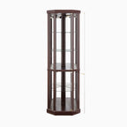 Corner Lighted Curio Cabinet Corner Glass Cabinet Lighted Curio Cabinet Corner Display Case for Living Room, Curio Cabinet, Antique collection, Wine,Bar Glass Storage Light Included,Dark Cherry - Grand Goldman Shop