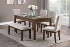 Dark Cherry Finish Wooden Frame 1pc Bench Chenille Upholstery Dining Furniture Kitchen Breakfast - Grand Goldman Shop