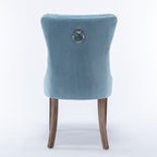 Nikki Collection Modern, High-end Tufted Solid Wood Contemporary Velvet Upholstered Dining Chair with Wood Legs Nailhead Trim 2-Pcs Set,Light Blue, SW2001LB - Grand Goldman Shop