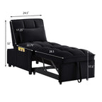 4 in1 Multi-Function Single Sofa Bed with Storage Pockets,Tufted Single Pull-out Sofa Bed with Adjustable Backrest and Pillows ,Convertible  Chaise Lounge,Black - Grand Goldman Shop