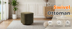 Olive Upholstered 360° Swivel Vanity Stool, Modern Makeup Chair with Soft Fabric Cushion for Bedroom or Living Room - Grand Goldman Shop