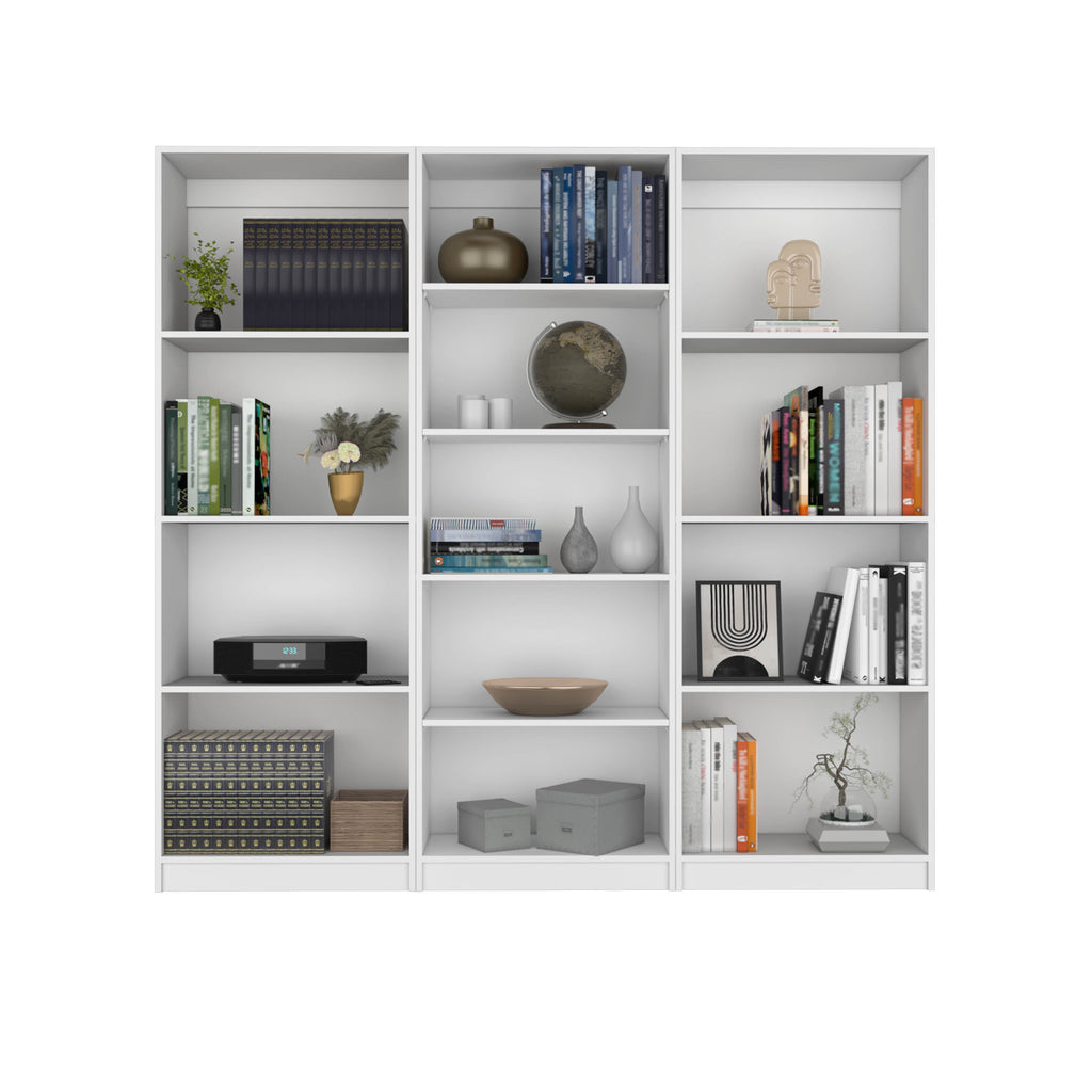 Lainor 3 Piece Home Bookcase set, 74' Wide with 13 Shelves ,  Living Room Set Set  White - Grand Goldman