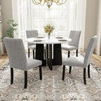 5-Piece Round Dining Table set, 43-Inch Modern Dining Table and 4 Upholstered Chairs for Dining Room, Kitchen Room, Living Room, Easy Assembly - Grand Goldman Shop