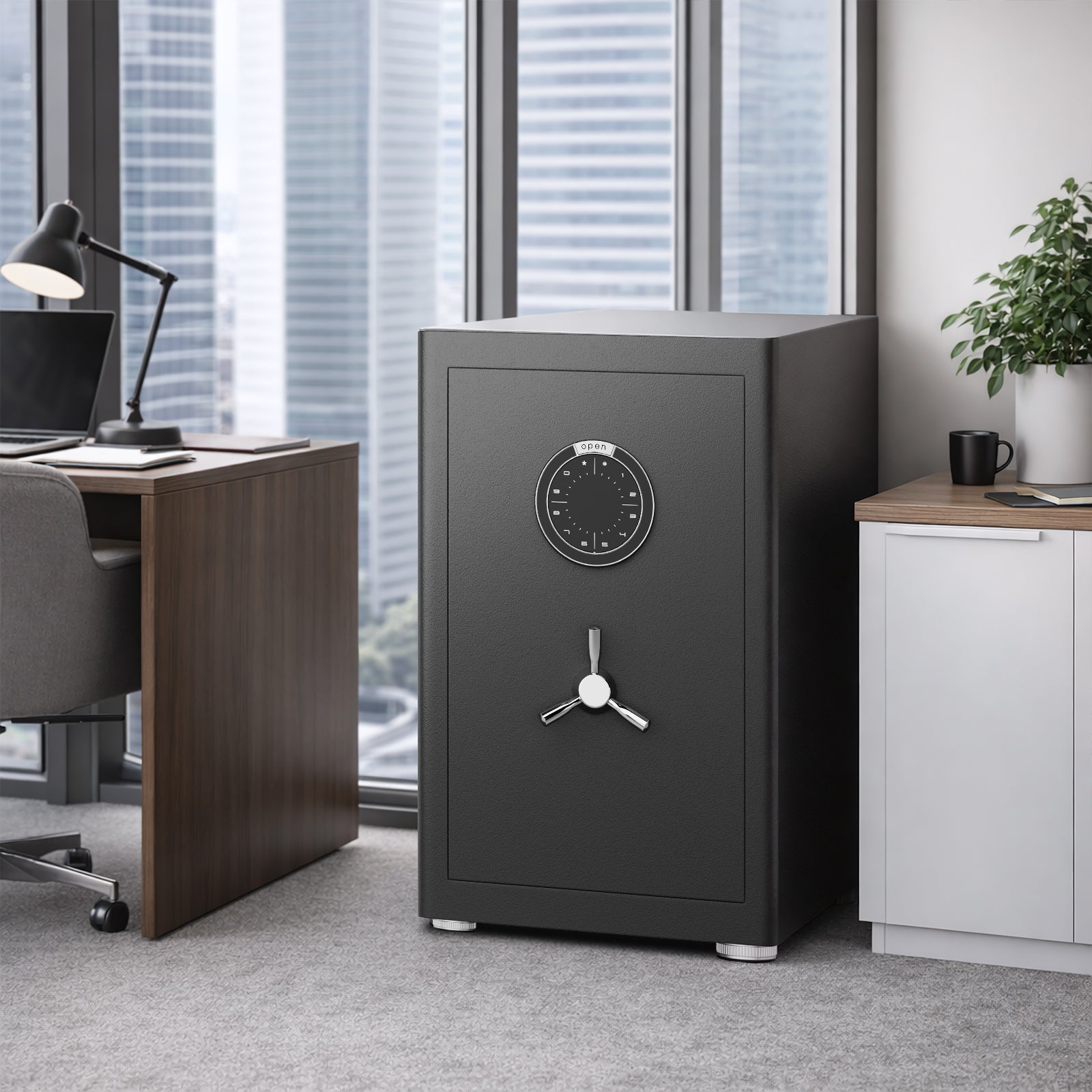 Stylish 2.0 Cu Ft Home Safe with Fireproof Document Bag, Heavy-Duty Steel Security Safe, Digital Keypad, 3 Unlocking Methods,