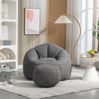 Bedding Bean Bag Sofa Chair with High-Pressure Foam and Footrest, Grey Microfiber - Grand Goldman Shop