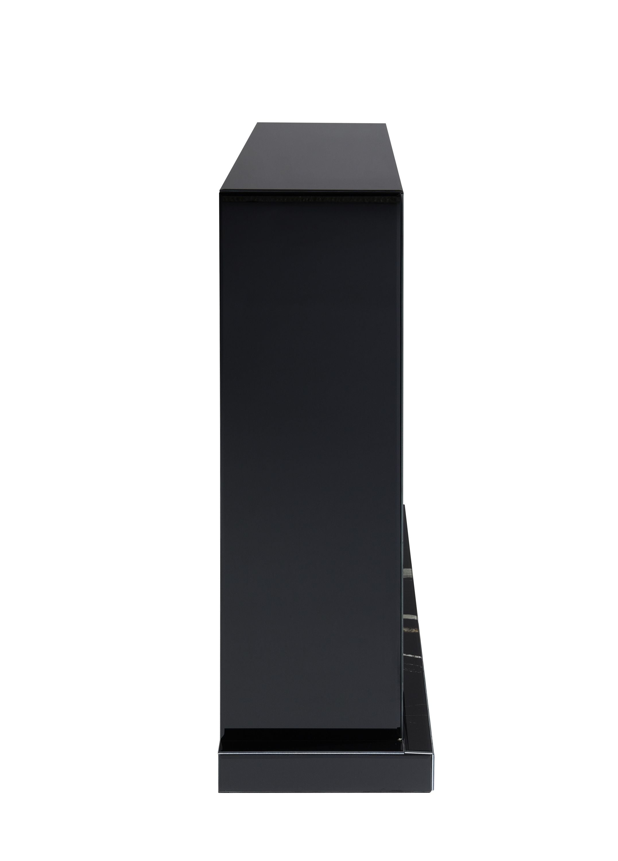 Drisana Black Mirrored Finish Fireplace - Grand Goldman Shop