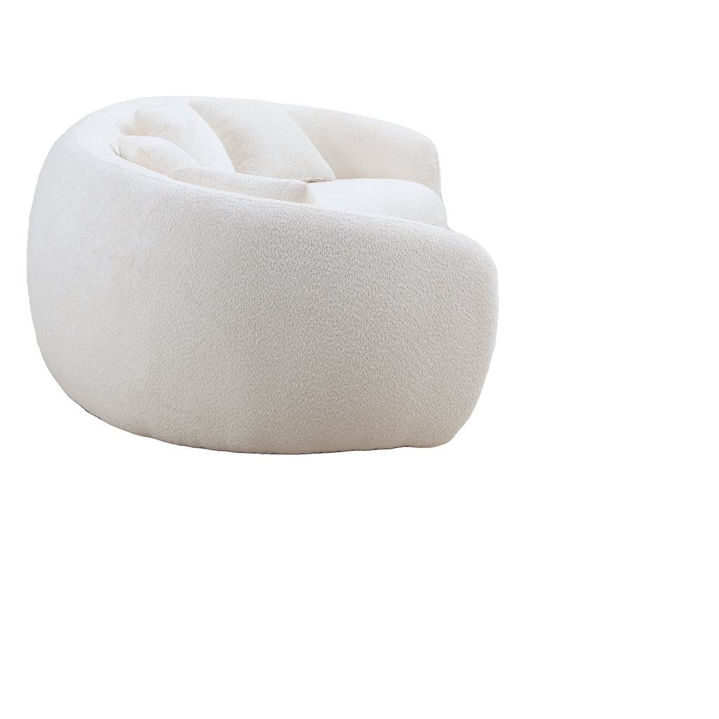 102'' 5-Seater Boucle Sofa Modern Sectional Half Moon Leisure Couch Curved Sofa  WHITE - Grand Goldman Shop