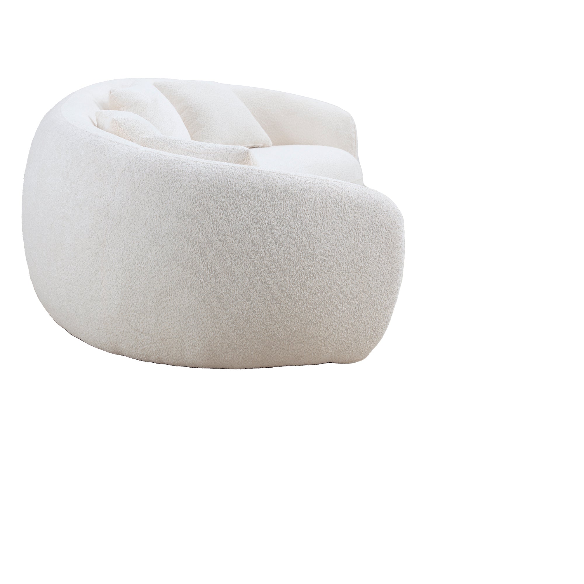 102'' 5-Seater Boucle Sofa Modern Sectional Half Moon Leisure Couch Curved Sofa  WHITE - Grand Goldman Shop