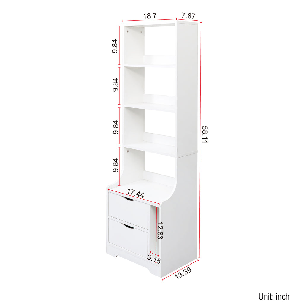 Night Stand with Bookshelf, Night Stand with 2 Storage Drawers for Bedroom - Grand Goldman Shop