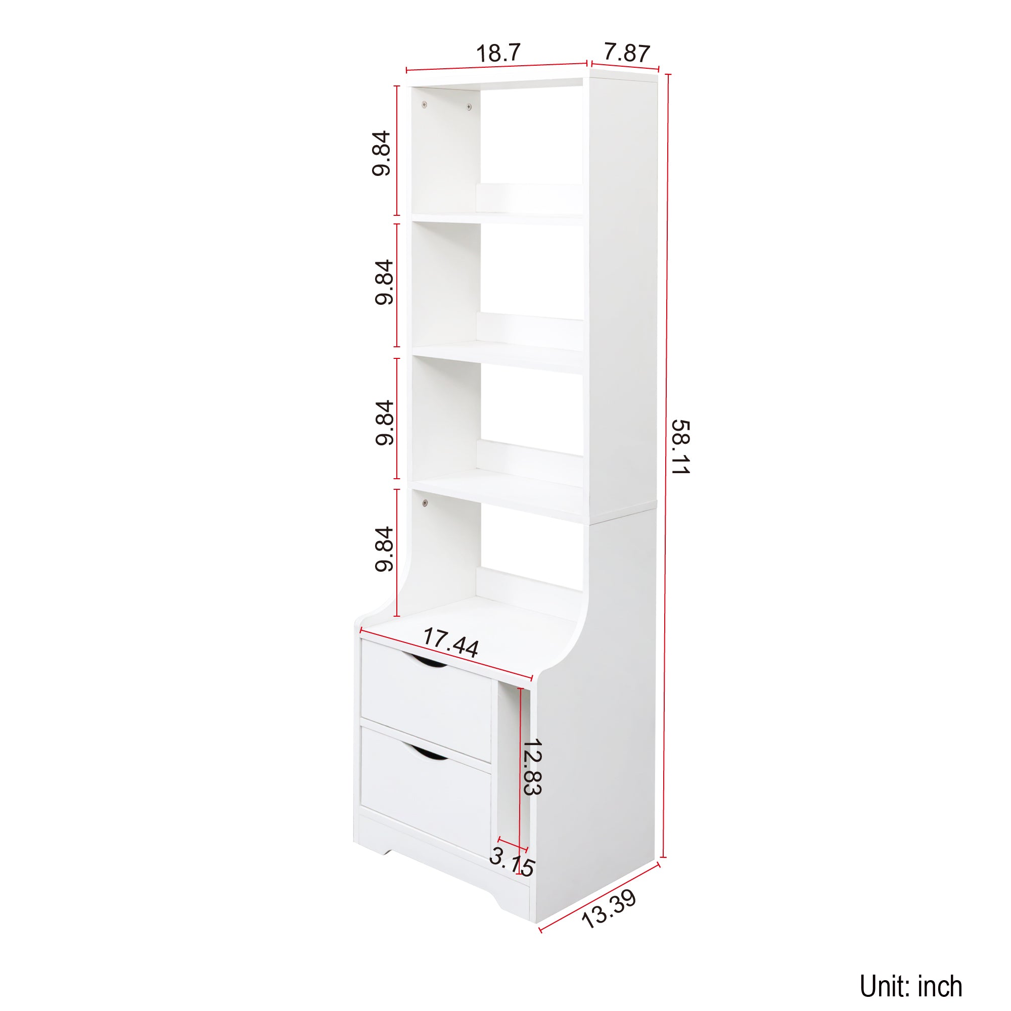Night Stand with Bookshelf, Night Stand with 2 Storage Drawers for Bedroom - Grand Goldman Shop