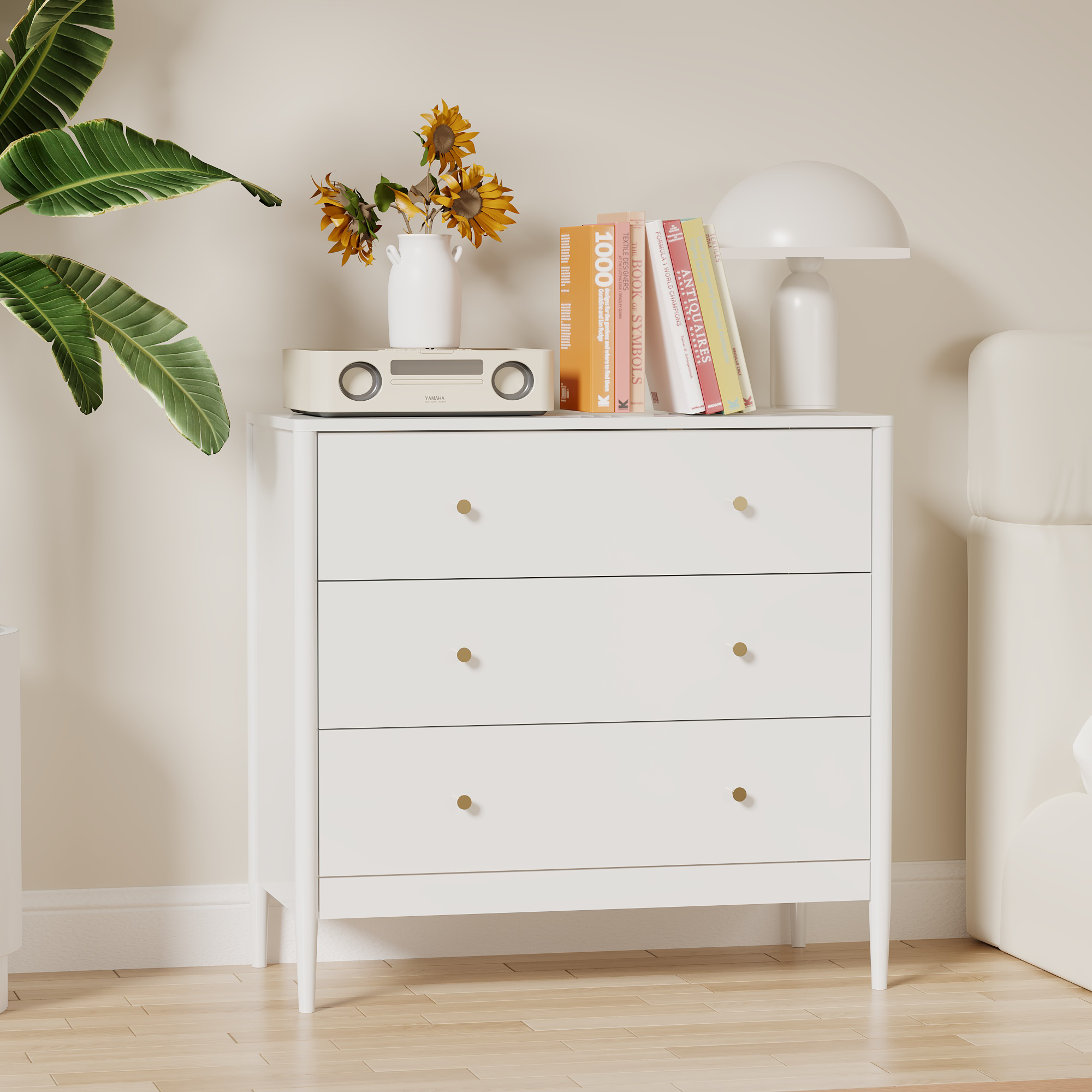 3 Drawer Dresser Chest, Modern White Storage Cabinet, MDF Wood Organizer for Bedroom, Living Room, Entryway, Small Space Furniture - Grand Goldman Shop