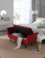 Vintage Tufted 65-inch Long Bench, Velvet Upholstered Storage Ottoman with Classic Retro Design, Mid-Century Modern Footstool for Living Room, Bedroom Entryway   wenred - Grand Goldman Shop