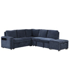 U_STYLE L-shaped Pull-Out Sofa Bed with Storage, USB Ports, and Cup Holders, Modular Design for Living Rooms, Offices & Apartments - Grand Goldman Shop