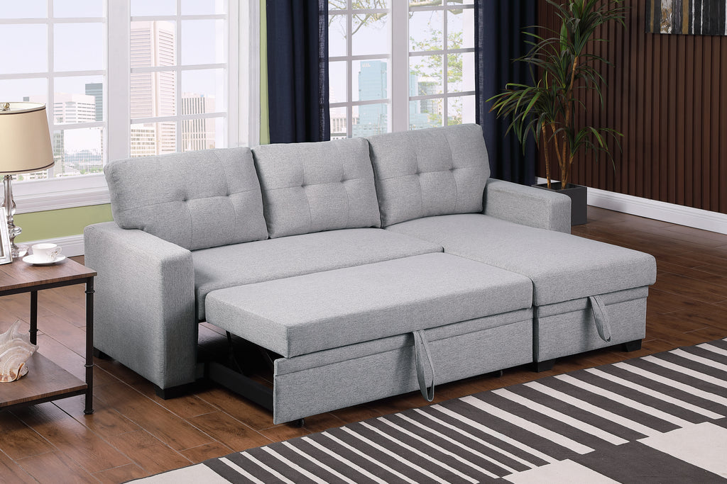 Upholstered Pull out Sectional Sofa with Chaise - Grand Goldman Shop