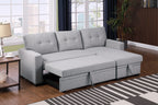 Upholstered Pull out Sectional Sofa with Chaise - Grand Goldman Shop