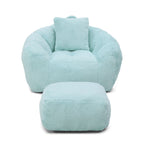 Giant Bean Bag Chair withFootstool, Oversized Bean Bag  for Adults and Kids, Faux Fur Shell-Shaped Large Chair with Filler, Stuffed Big Accent Sofa,  Floor Sofa for Gaming,Reading Living Room Bedroom - Grand Goldman Shop