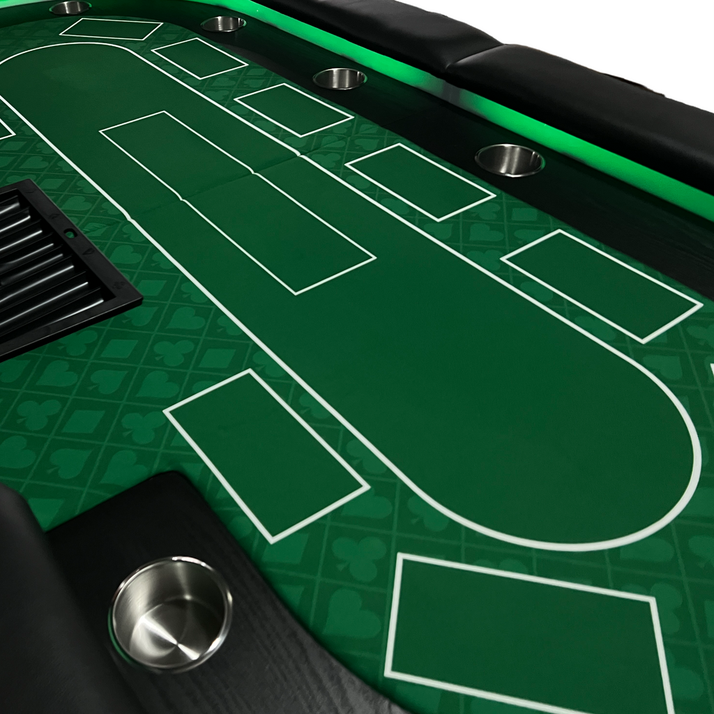INO Design 94' Fodable Poker Table with Dealer Spot for 10 players, Green | Premium Home Decor - Grand Goldman