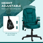 HOMCOM 6 Point Vibrating Massage Office Chair with Heat, Velvet High Back Executive Office Chair with Reclining Backrest, Pad