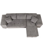 104.5' Modern L-Shape 3 Seat Reversible Sectional Couch, Pull Out Sleeper Sofa with Storage Chaise and 2 Stools for Living Room Furniture Set,Knox Charcoal (old sku:SG000431AAA) - Grand Goldman Shop