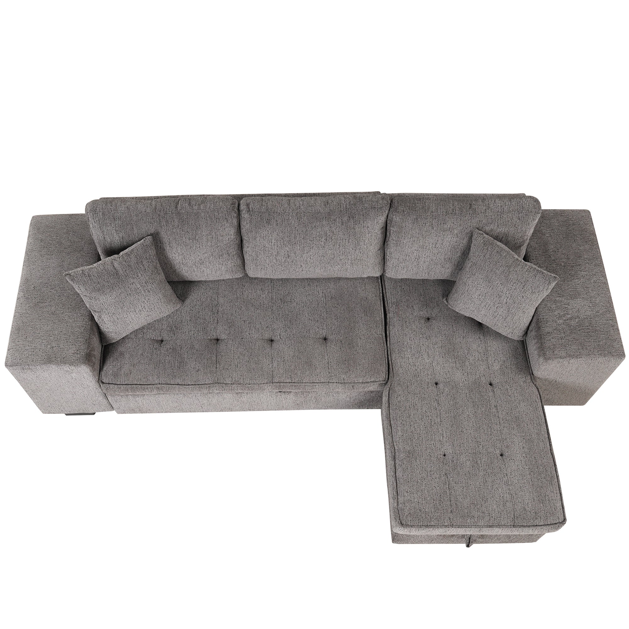 104.5' Modern L-Shape 3 Seat Reversible Sectional Couch, Pull Out Sleeper Sofa with Storage Chaise and 2 Stools for Living Room Furniture Set,Knox Charcoal (old sku:SG000431AAA) - Grand Goldman Shop
