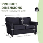 57' Modern 2-Seater Corduroy Sofa With Removable Backrest & Seat Cushions,Padded Armrests,High Rebound Sponge Filled with Solid Wood and Composite Frame,Easy Assembly For Living Room,Bedroom,Office. - Grand Goldman Shop
