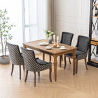 A&A Furniture, Ultra Side Dining Chair, Thickened fabric chairs with neutrally toned solid wood legs, Bronze nail head, Set of 2, Blue - Grand Goldman Shop