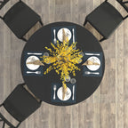 Farmhouse Kitchen Dining Table 59x43 Inch Expandable Oval Top with Removable Leaf Black MDF - Grand Goldman Shop