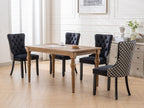 Classic Velvet Dining Chairs,  High-end Tufted Solid Wood Contemporary Velvet Upholstered Dining Chair with Wood Legs Nailhead, SET OF 2,Black and Patterned,SW2201BK - Grand Goldman Shop
