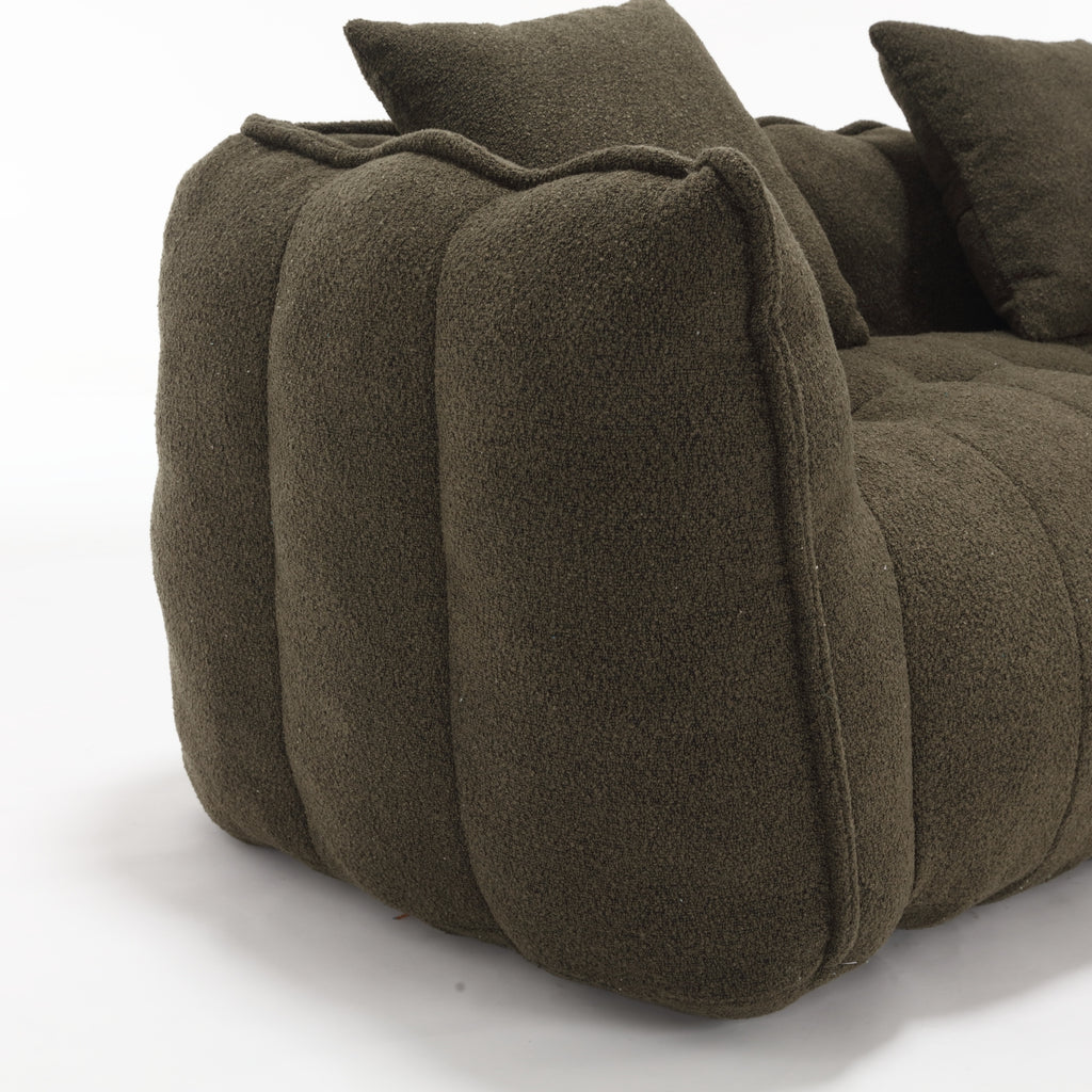 Cozy Beanbag Chair with High Resilience Foam Core for Two - Olive Green Chenille, 66x35x25 inches - Grand Goldman Shop