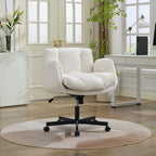 Modern Chenille Swivel Office Chair, Height Adjustable Task Chair with Convertible Multi-Position Armrests,Comfy Double Cushi