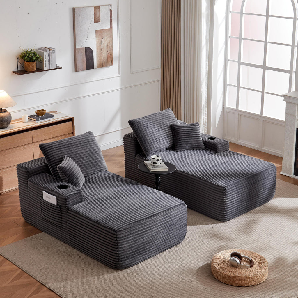 69'Cloud Sectional Couch, L-Shape Chaise with R-Shape Chaise with Deep Seat and Comfortable 2 Seater Couch for Modern Living Room,(Plush Fabric),Grey - Grand Goldman Shop