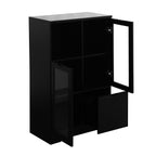 Modern MDF Painted Cabinet with Glass Doors and Drawer, Black, Bedroom or Living Room Storage - Grand Goldman Shop