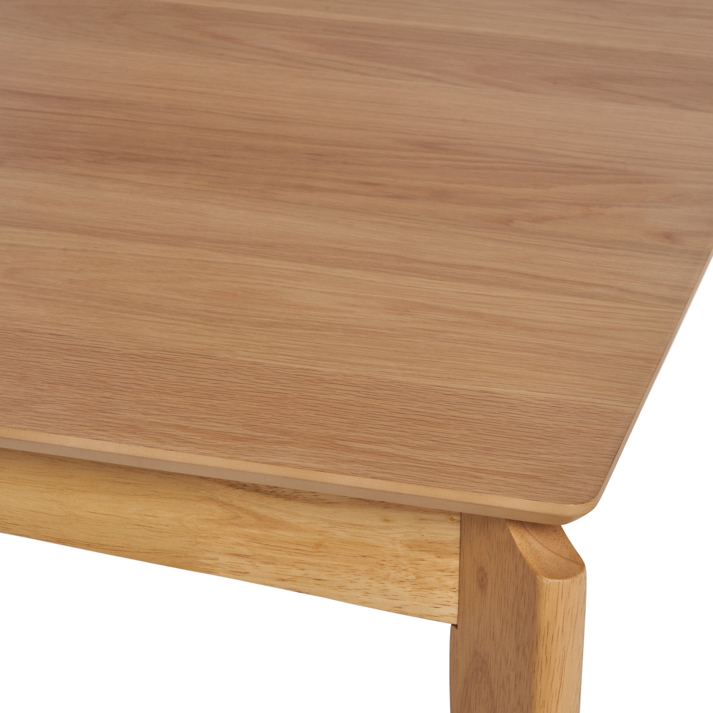 Mid-Century Dining Table, Rubberwood with Walnut Veneer, Natural Oak Finish, - Grand Goldman Shop